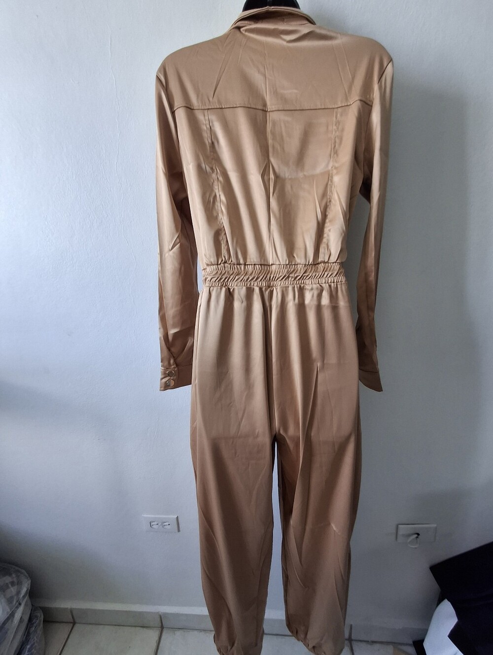 Utility Drawstring Jumpsuit - Tan - Picture 3 of 3